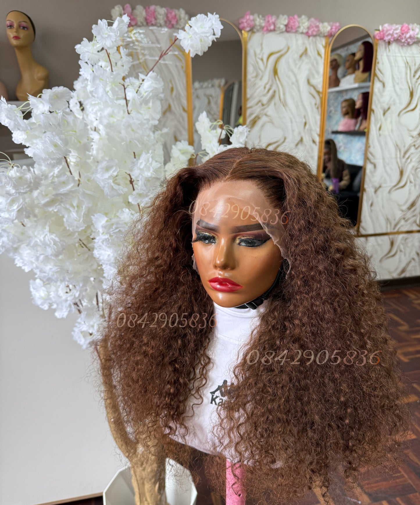 22” Curly Brown HD Lace Frontal Wig – 13x4, Glueless