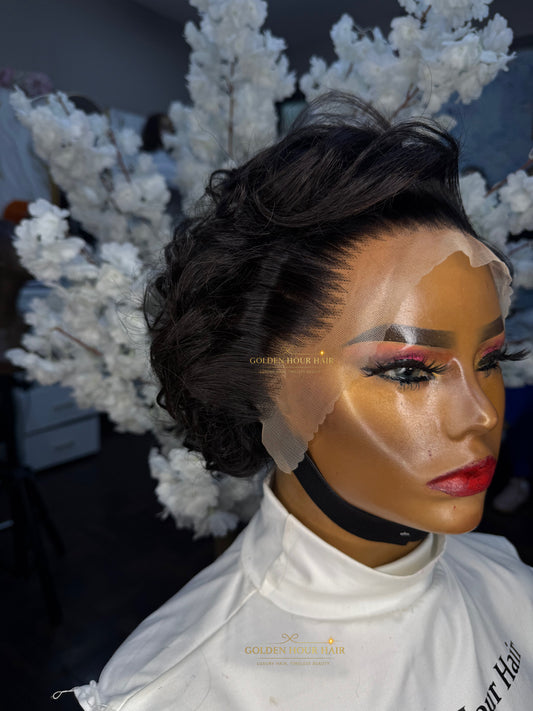 Short curly pixie wig