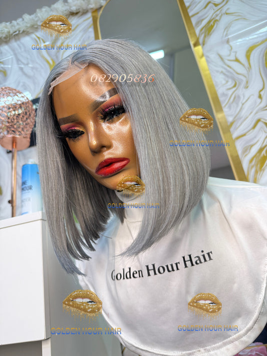✨ Silver Ice Grey Bob – Bold Luxury Statement