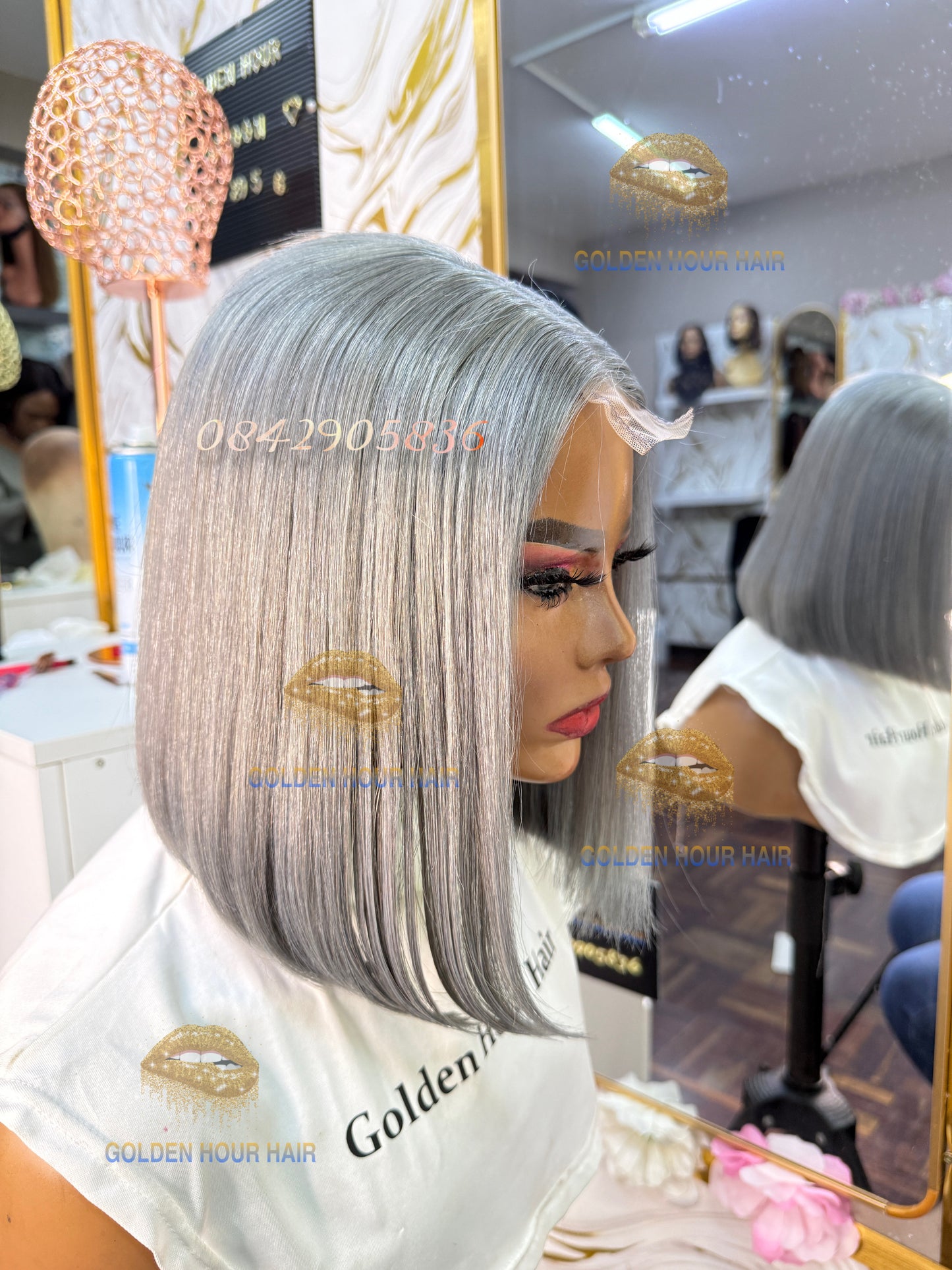 ✨ Silver Ice Grey Bob – Bold Luxury Statement
