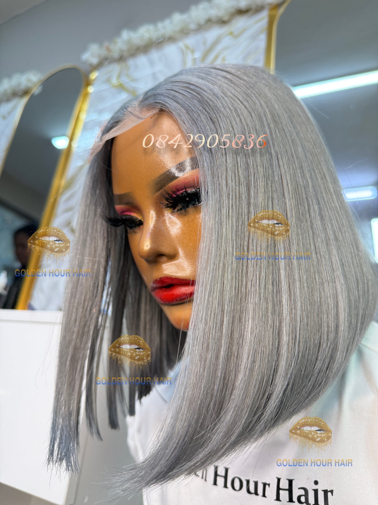 ✨ Silver Ice Grey Bob – Bold Luxury Statement