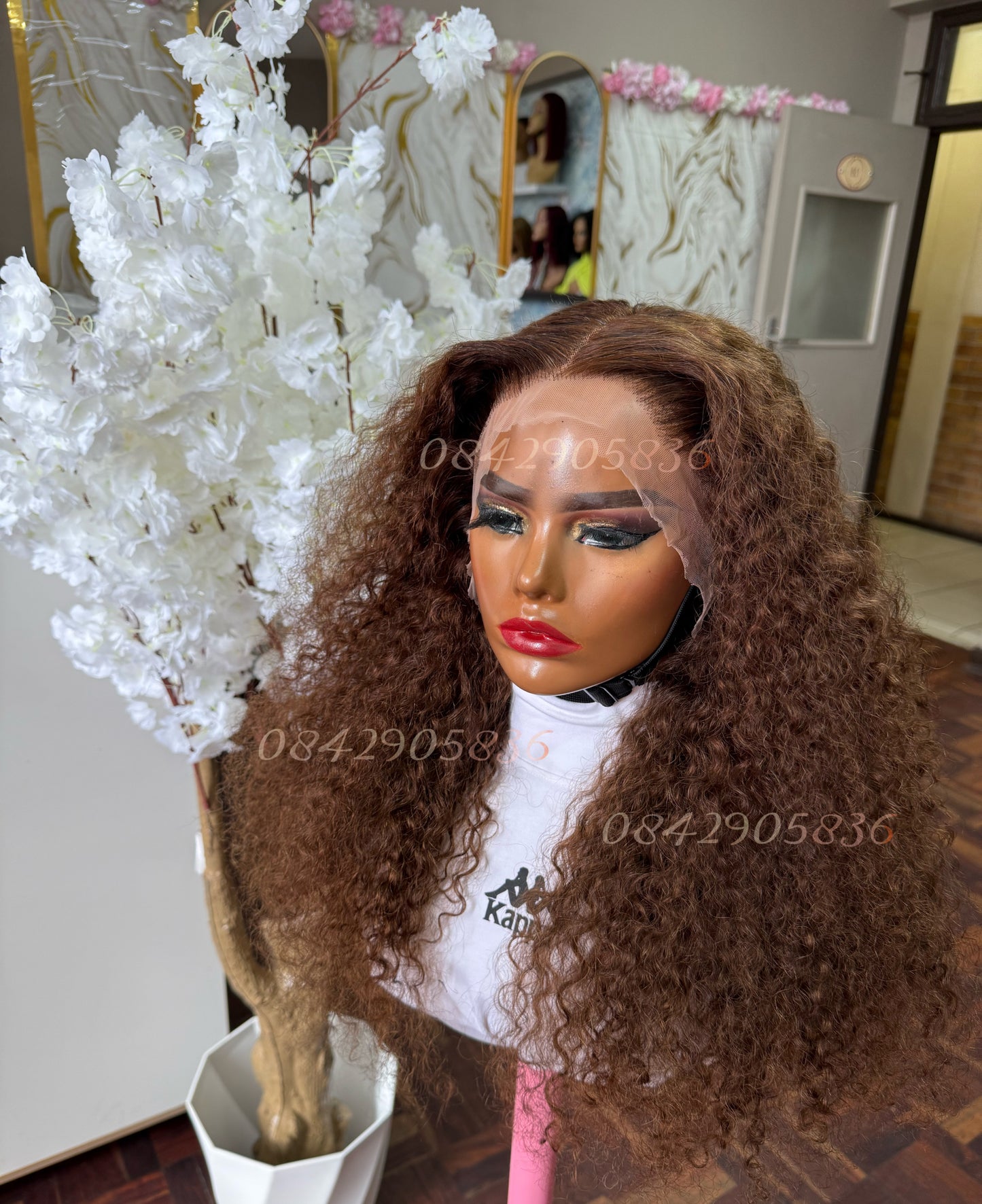 22” Curly Brown HD Lace Frontal Wig – 13x4, Glueless