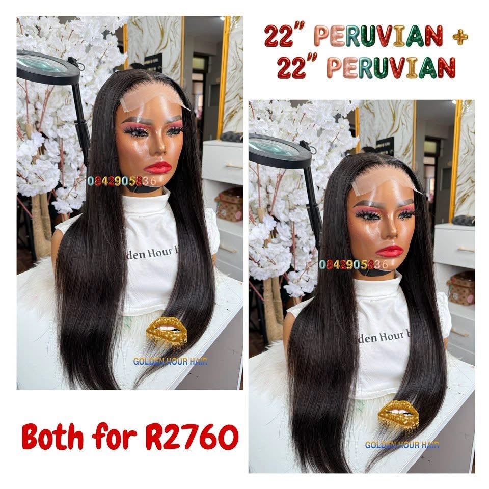 22-Inch 4×4 Straight Wig Combo