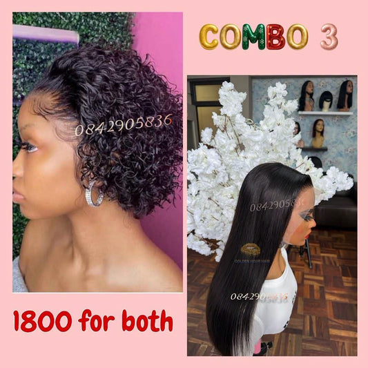 Combo Deal 3 – 18” Full Frontal Straight & Pixie Curls