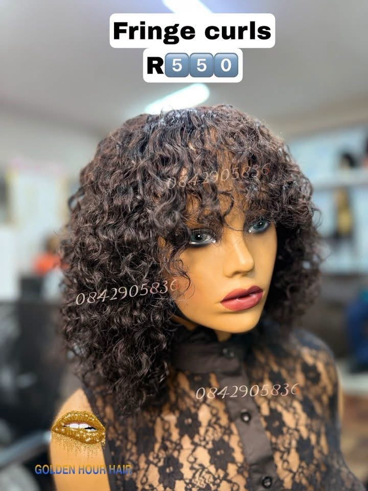10-Inch Curly Fringe Wig