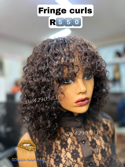 10-Inch Curly Fringe Wig